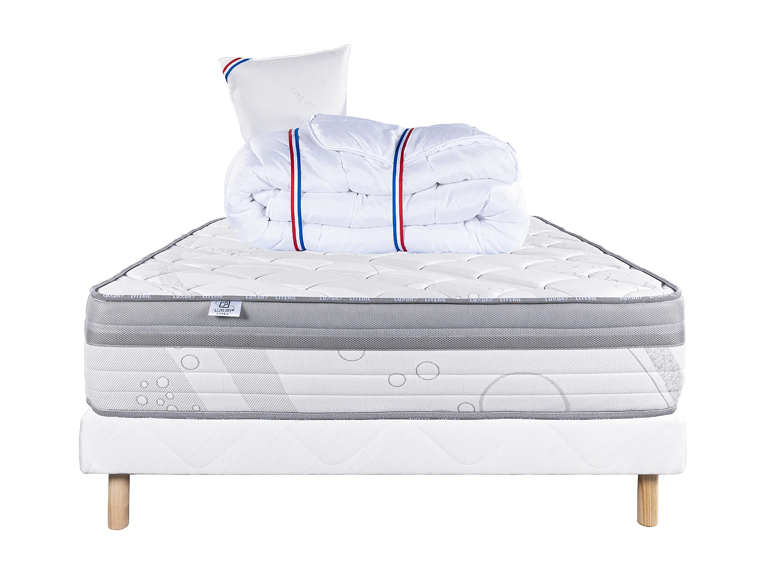 Ensemble Matelas 90x190 cm, Relaxation, 26 cm + sommier blanc + oreiller + couette