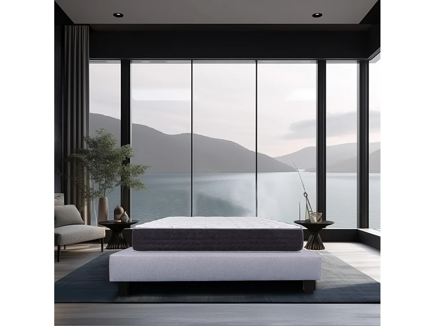 Ensemble Matelas 160x200 cm, Sérénité, 27 cm + sommier gris