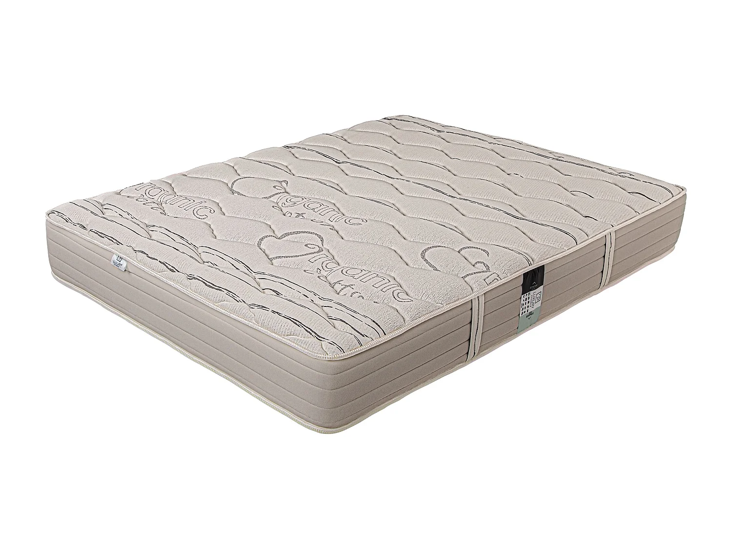 Ensemble Matelas 140x200 cm, Organic Cotton, 24 cm + sommier gris + 2 oreillers + couette