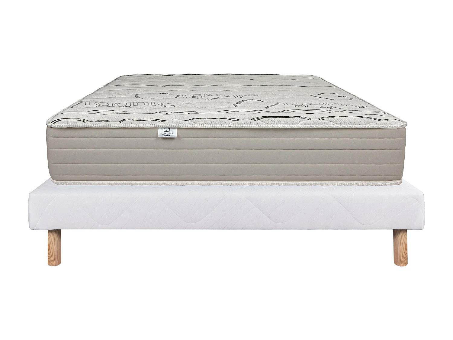 Ensemble Matelas 140x190 cm, Organic Cotton, 24 cm + sommier blanc