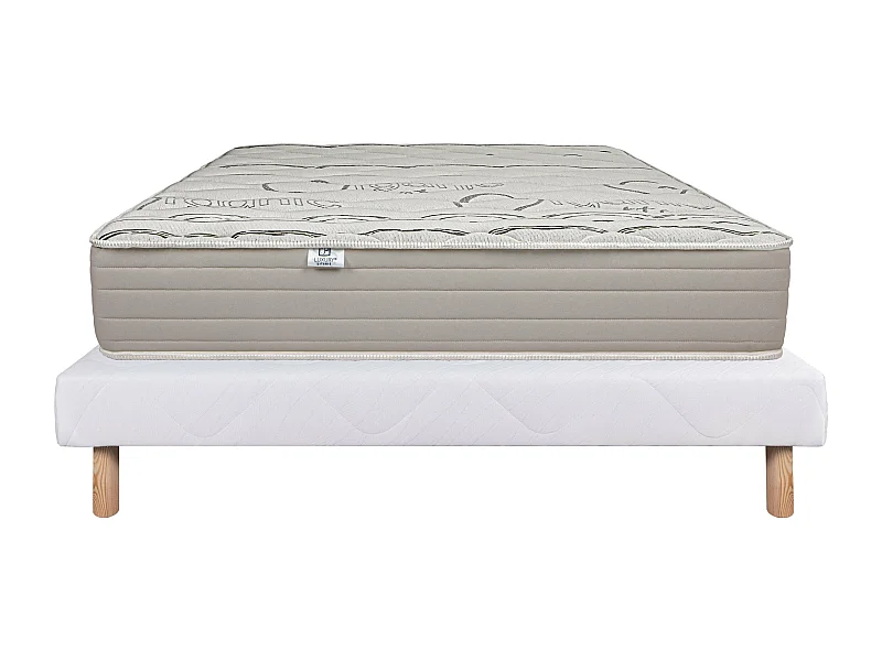 Ensemble Matelas 140x190 cm, Organic Cotton, 24 cm + sommier blanc