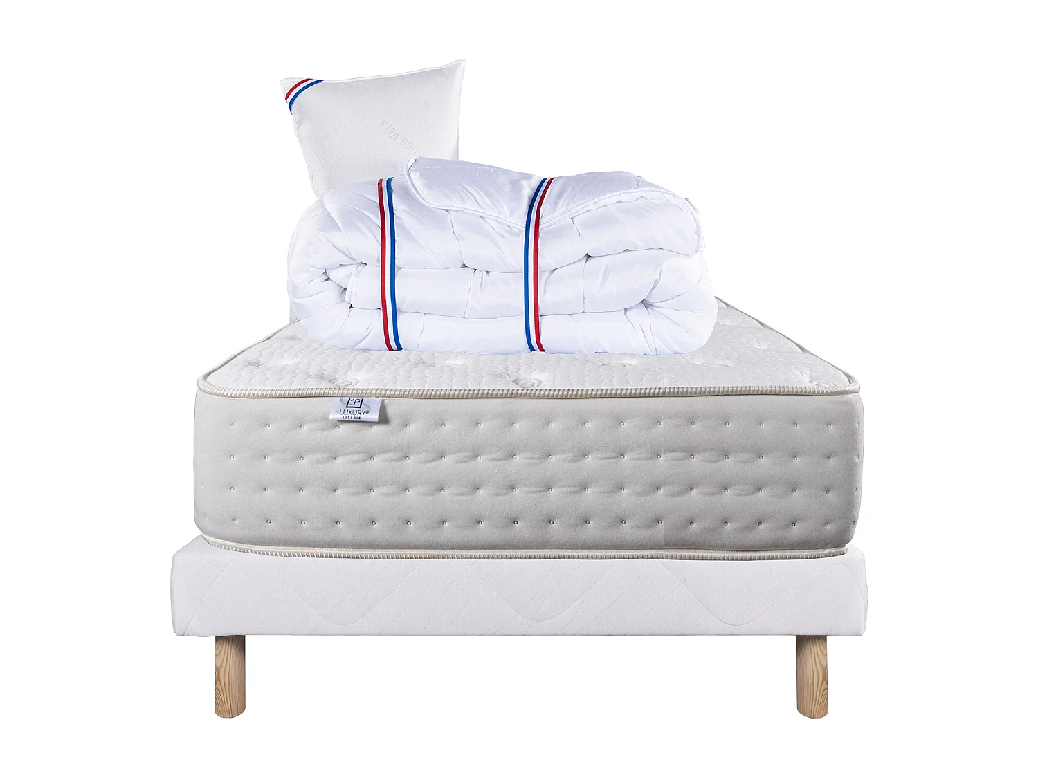 Ensemble Matelas 90x190 cm, Purlux, 26 cm + sommier blanc + oreiller + couette