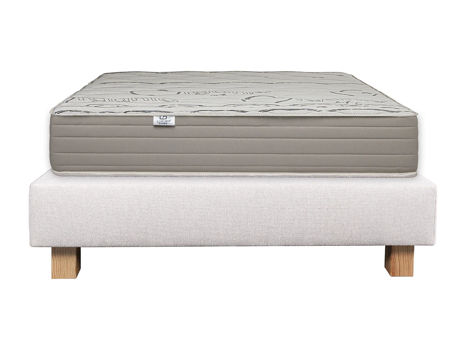 Ensemble Matelas 140x200 cm, Organic Cotton, 24 cm + sommier beige