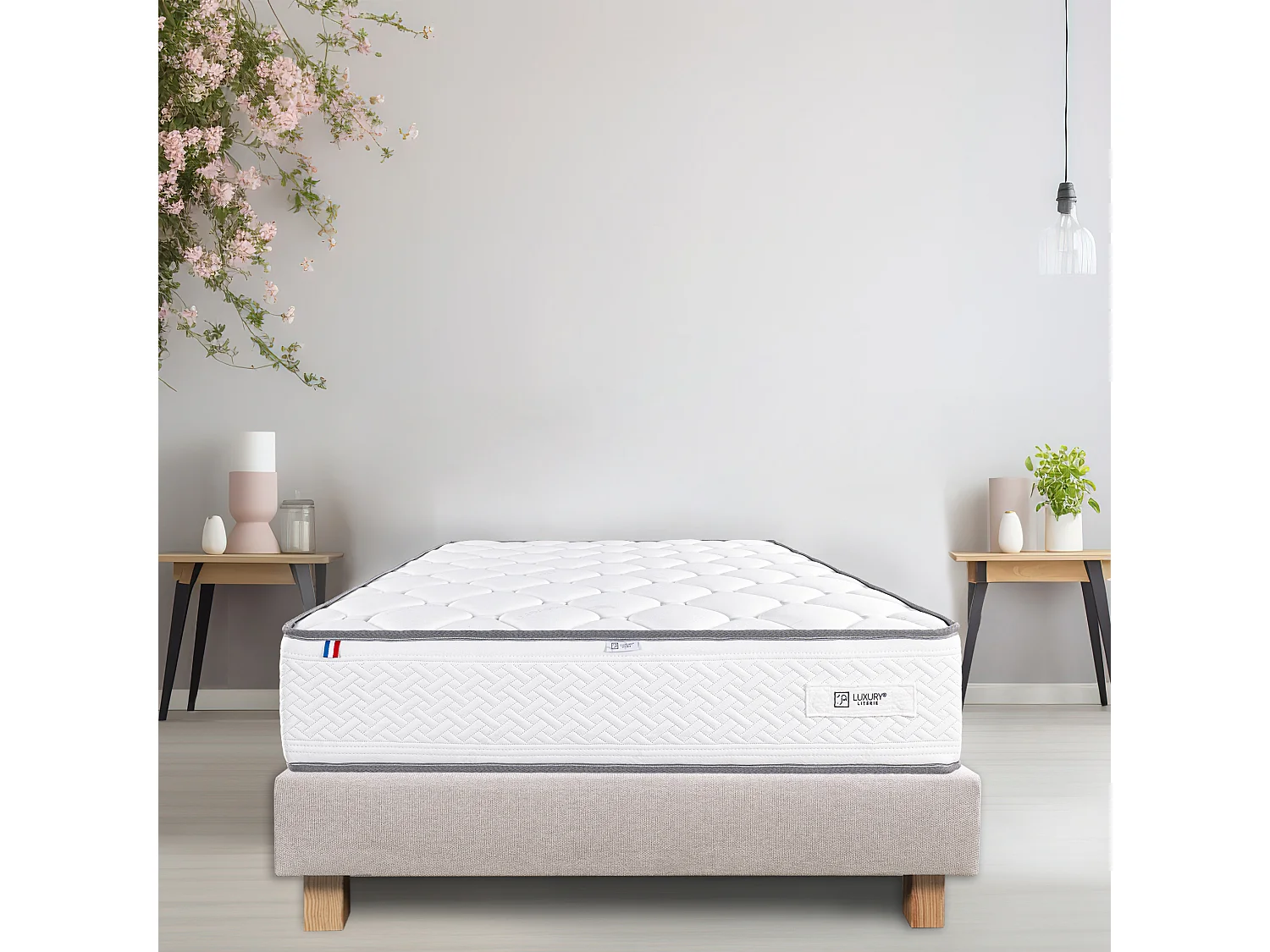 Ensemble Matelas 160x200 cm, Iris, 20 cm + sommier beige
