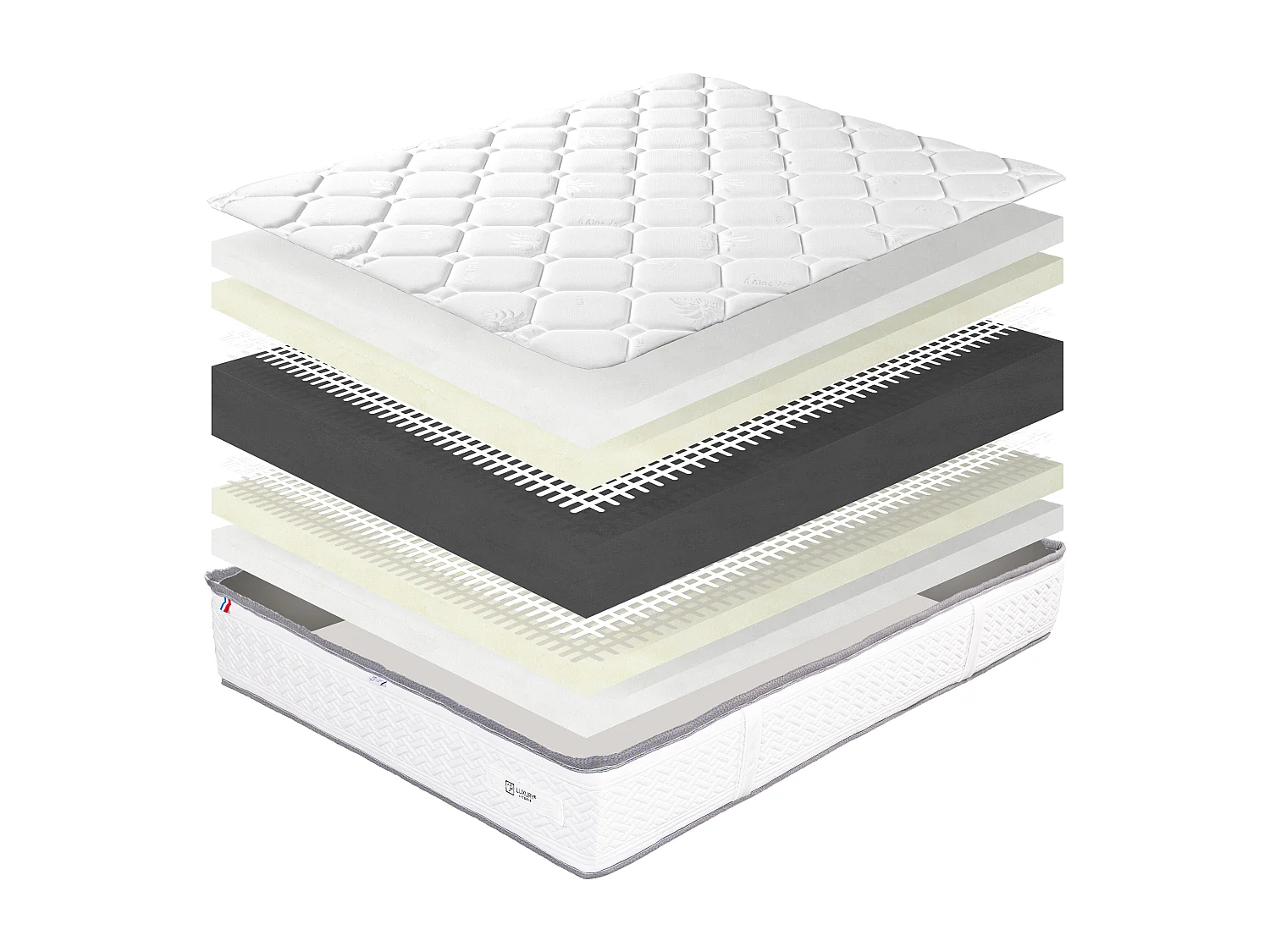 Ensemble Matelas 140x190 cm, Iris, 20 cm + sommier gris