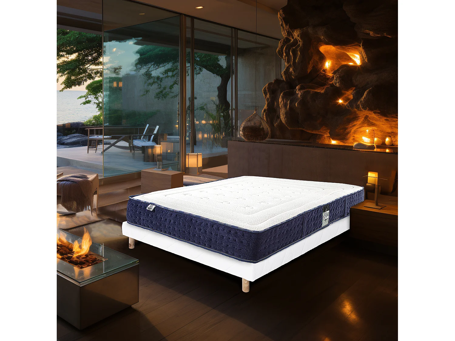 Ensemble Matelas 140x200 cm, Nuage, 24 cm + sommier blanc