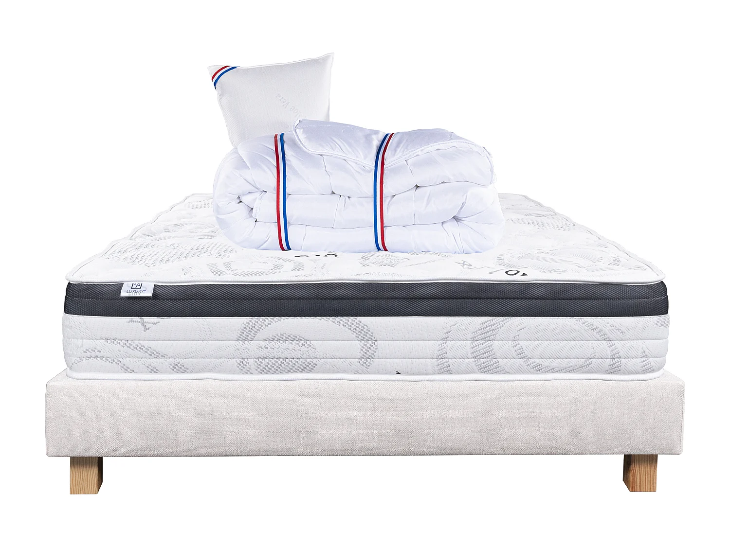 Ensemble Matelas 90x190 cm, Sleeplux, 26 cm + sommier beige + oreiller + couette