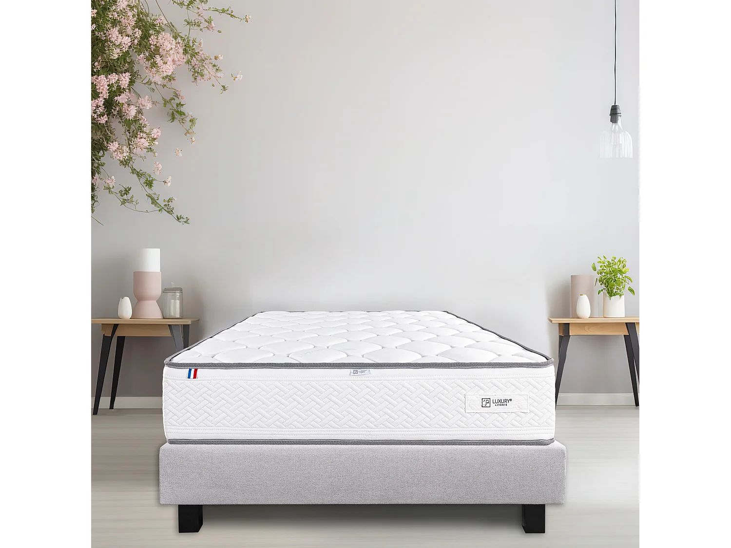 Ensemble Matelas 160x200 cm, Iris, 20 cm + sommier gris