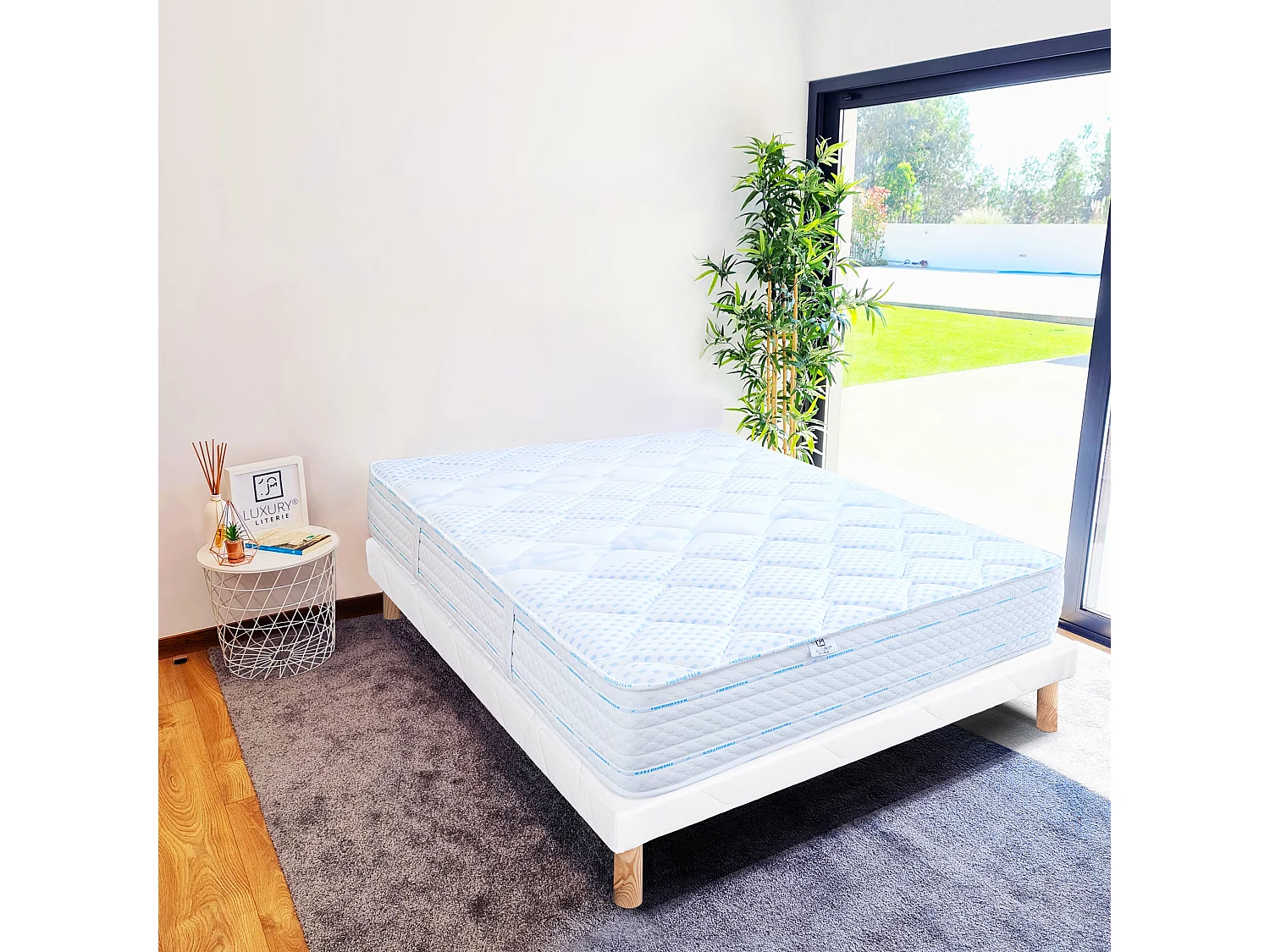 Ensemble Matelas 90x190 cm, Thermotec, 24 cm + sommier blanc