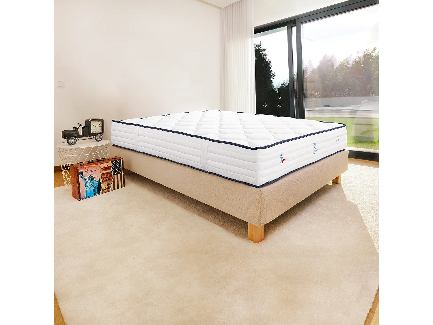 Ensemble Matelas 160x200 cm, Patriote, 27 cm + sommier beige