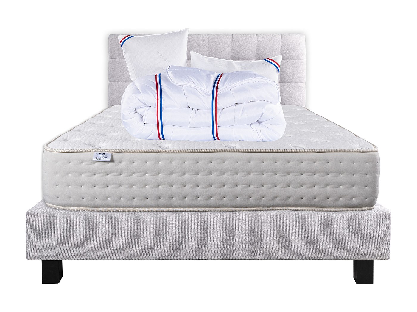 Lit complet avec matelas - 1 personne1 place - noir 100x200 cm tissu