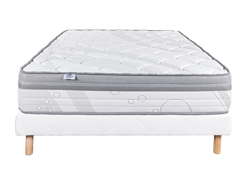Ensemble Matelas 140x200 cm, ViscoPlus, 26 cm + sommier blanc
