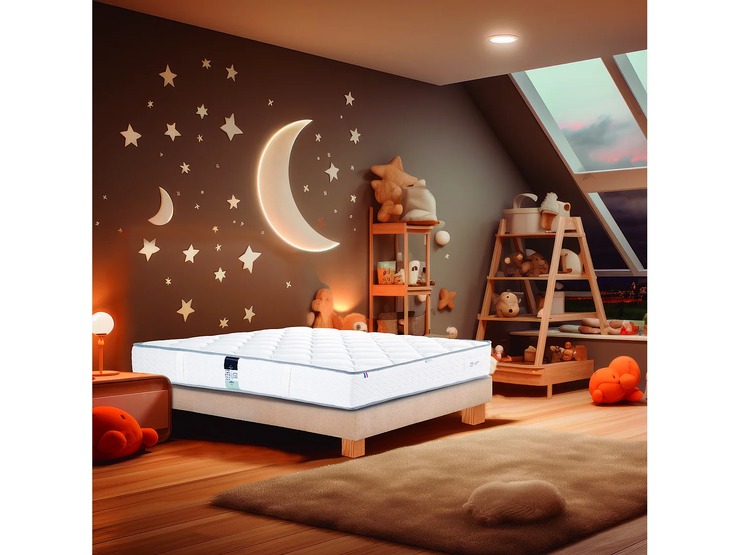 Ensemble Matelas 90x190 cm, Iris, 20 cm + sommier beige