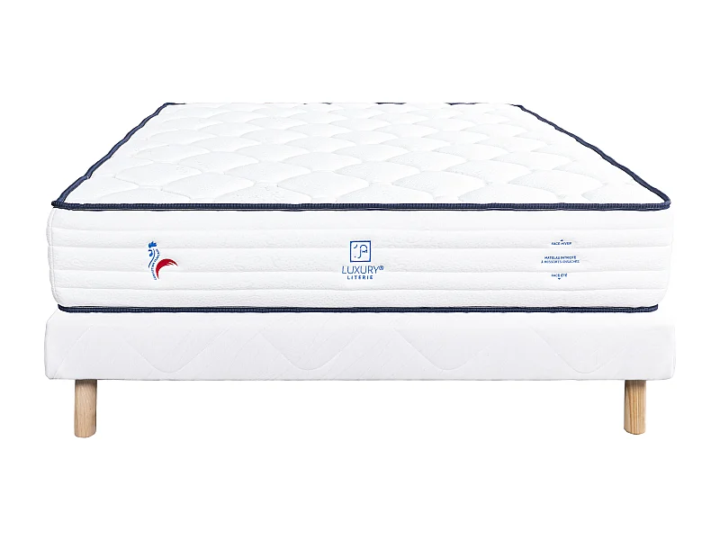 Ensemble Matelas 90x190 cm, Patriote, 27 cm + sommier blanc