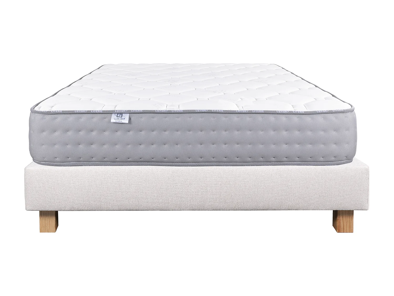 Ensemble matelas Zen, 20 cm, mousse haute densité, ferme, réversible + sommier beige ep20cm