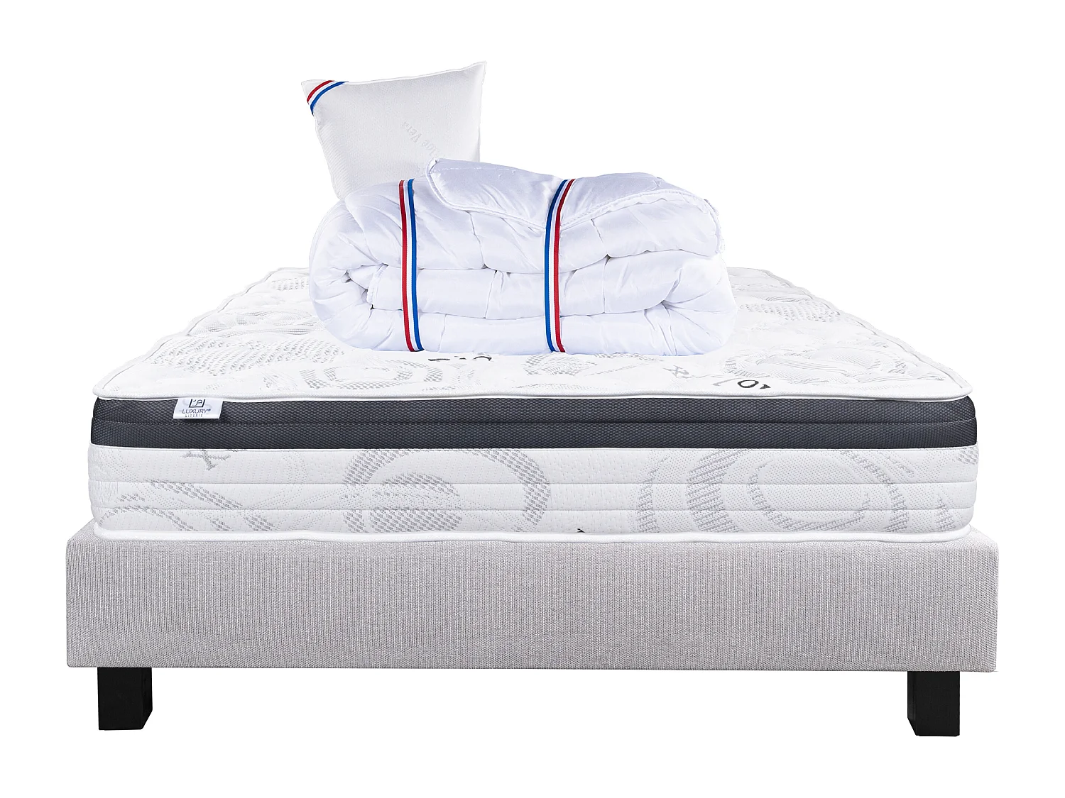 Ensemble Matelas 90x190 cm, Sleeplux, 26 cm + sommier gris + oreiller + couette