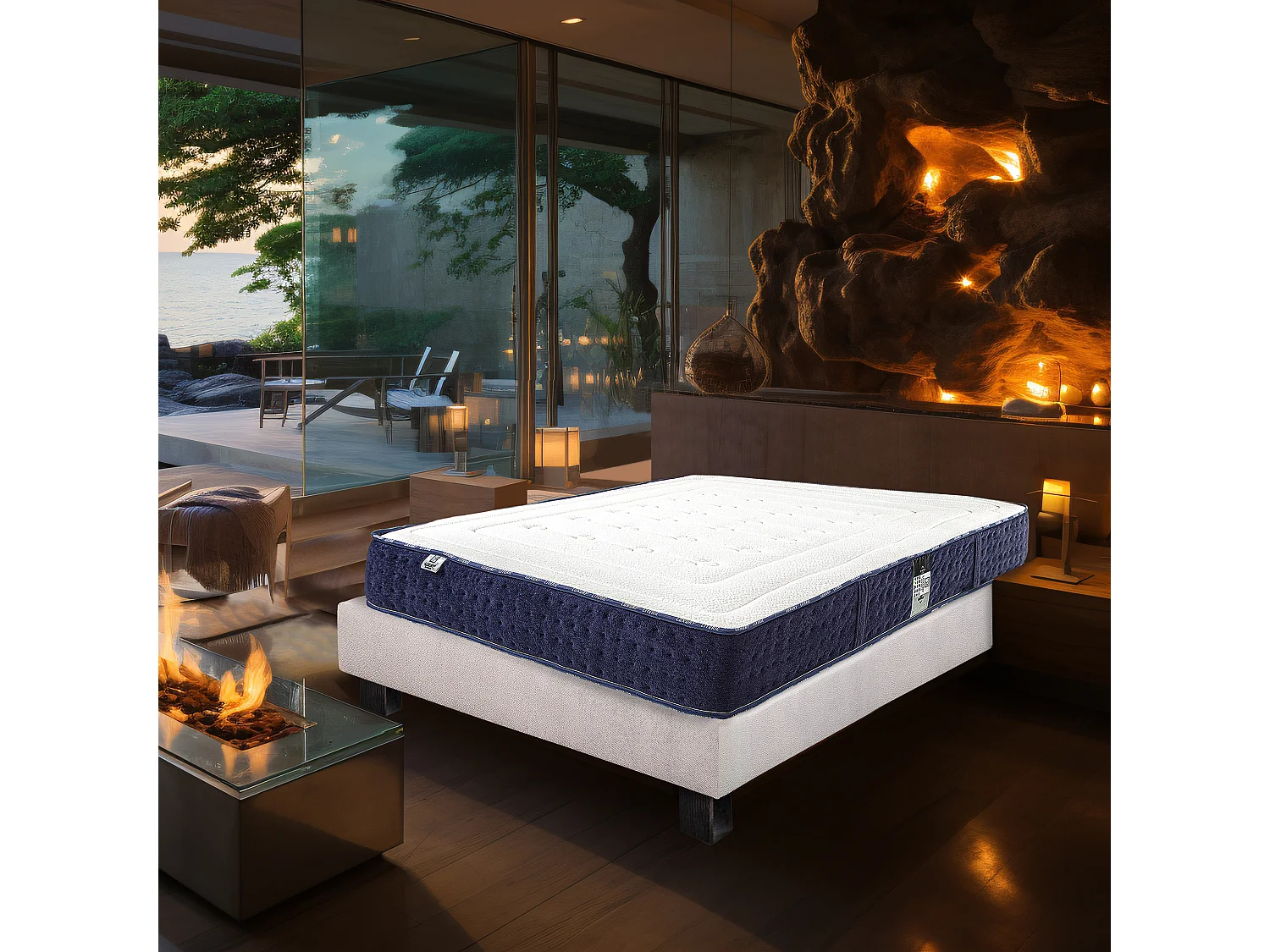 Ensemble Matelas 140x190 cm, Nuage, 24 cm + sommier gris