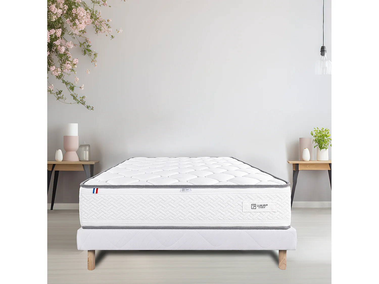 Ensemble Matelas 160x200 cm, Iris, 20 cm + sommier blanc