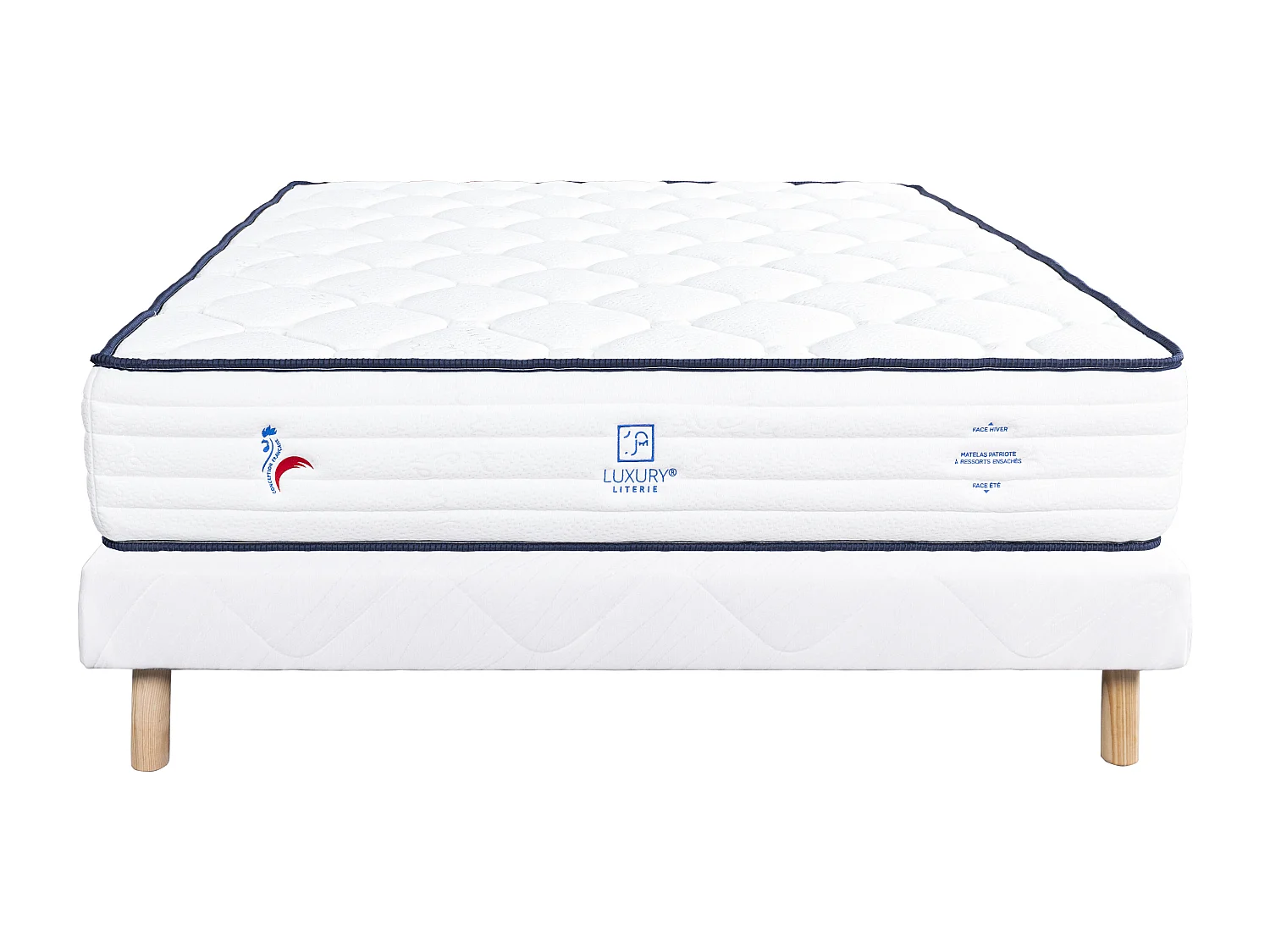 Ensemble Matelas 140x190 cm, Patriote, 27 cm + sommier blanc