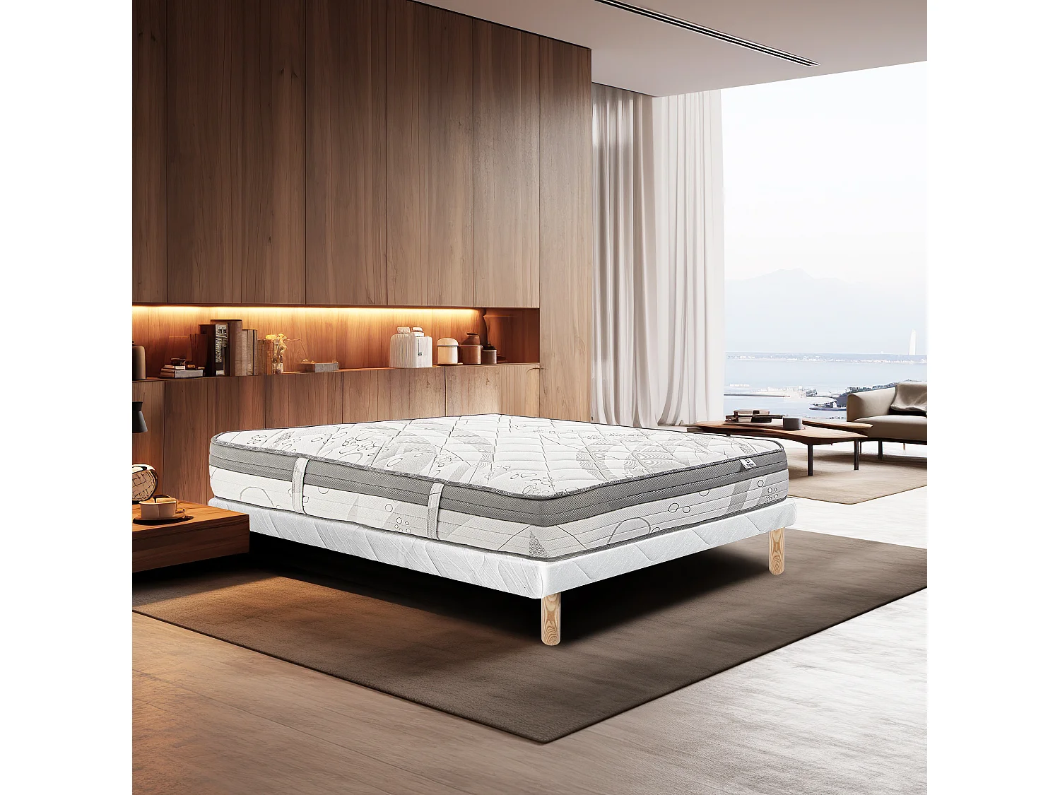 Ensemble Matelas 140x190 cm, ViscoPlus, 26 cm + sommier blanc