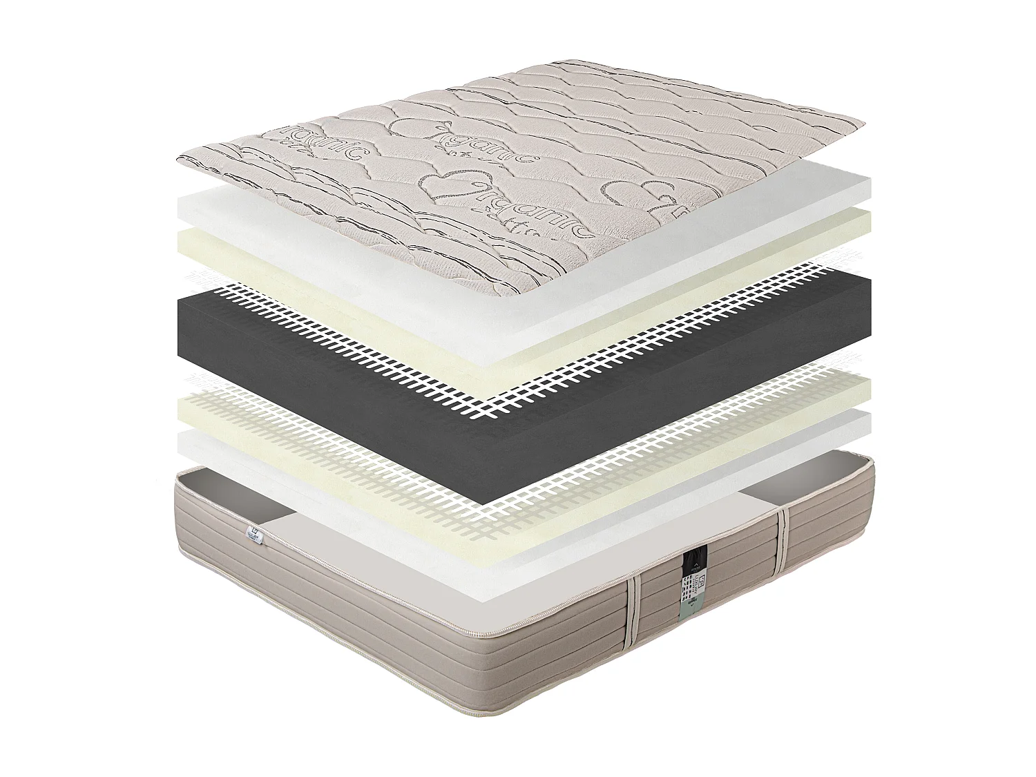 Ensemble Matelas 90x190 cm, Organic Cotton, 24 cm + sommier blanc