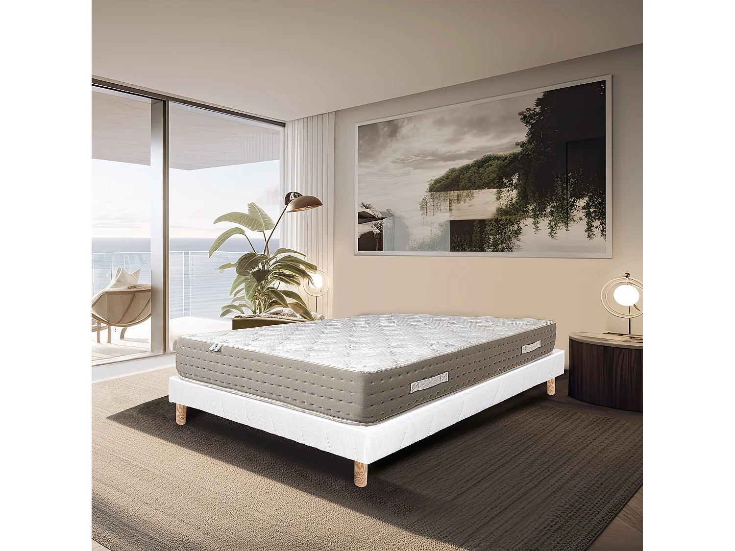 Ensemble Matelas 140x200 cm, Dreamlux, 26 cm + sommier blanc