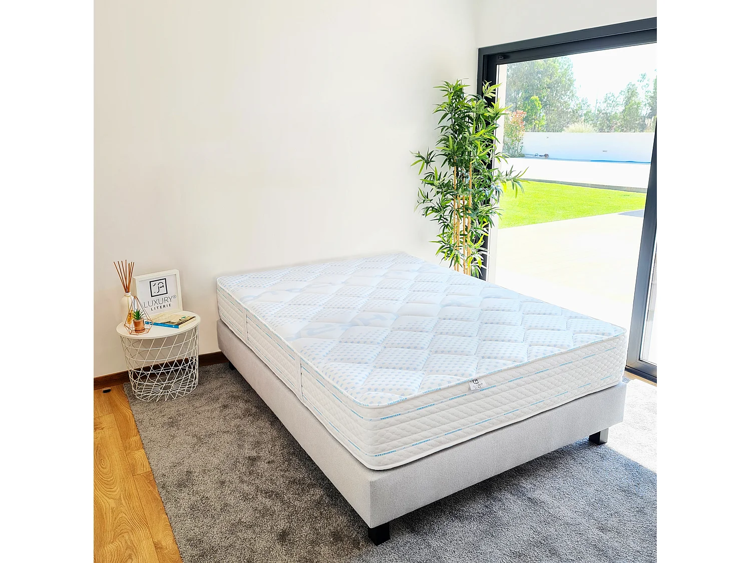 Ensemble Matelas 140x200 cm, Thermotec, 24 cm + sommier gris