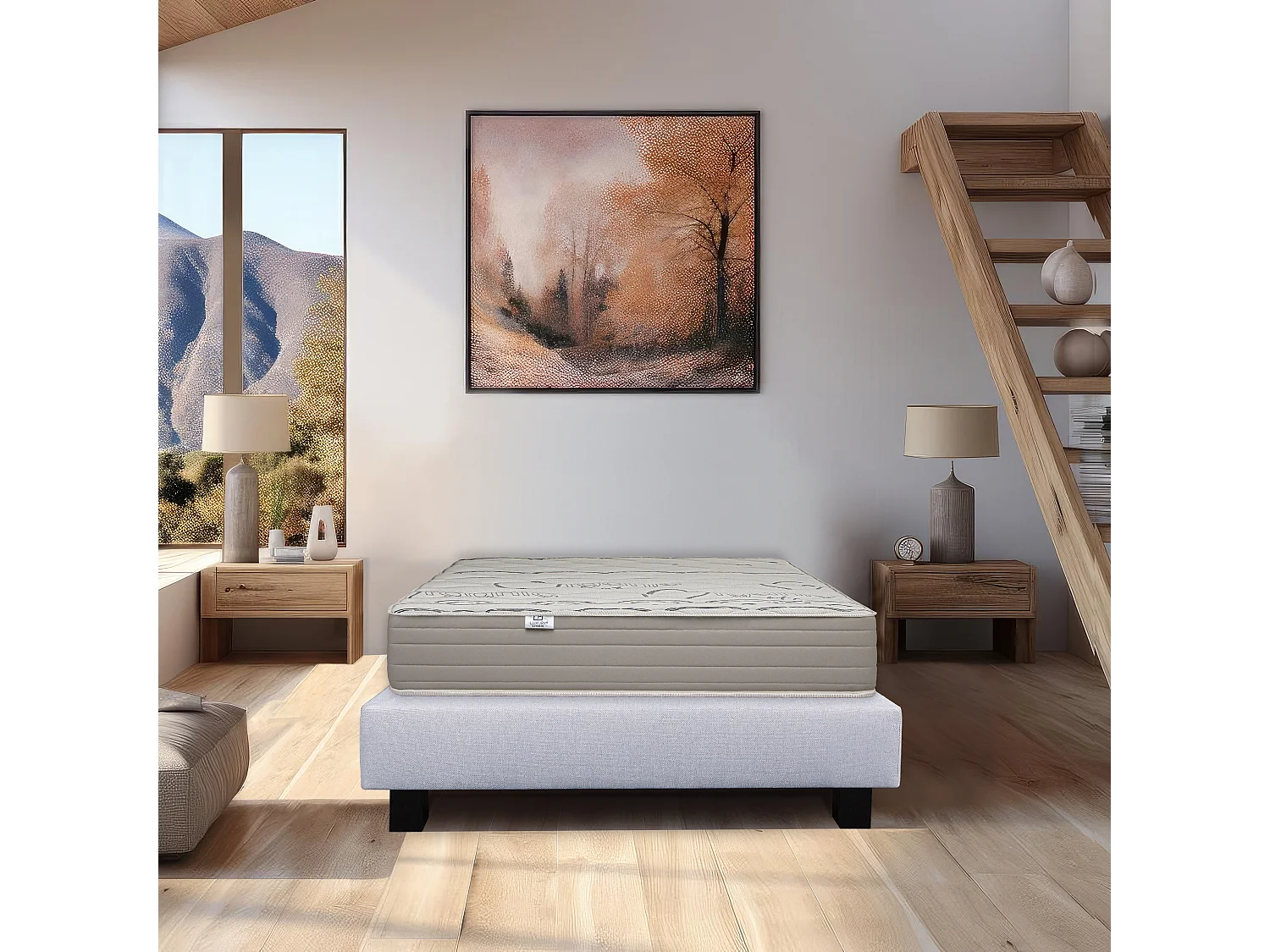 Ensemble Matelas 160x200 cm, Organic Cotton, 24 cm + sommier gris