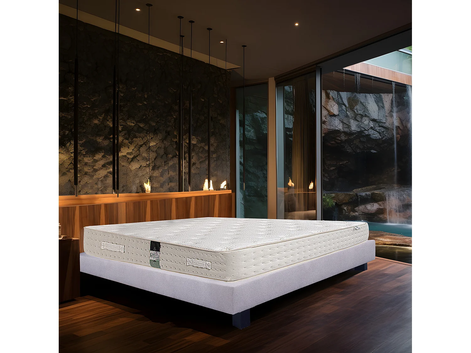 Ensemble Matelas 140x190 cm, Purlux, 26 cm + sommier gris