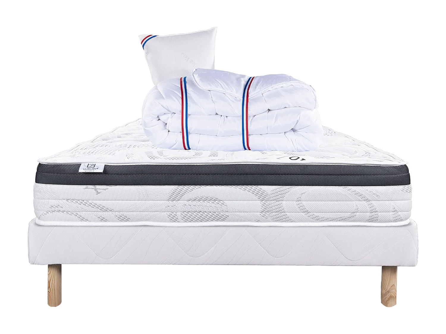 Ensemble Matelas 90x190 cm, Sleeplux, 26 cm + sommier blanc + oreiller + couette