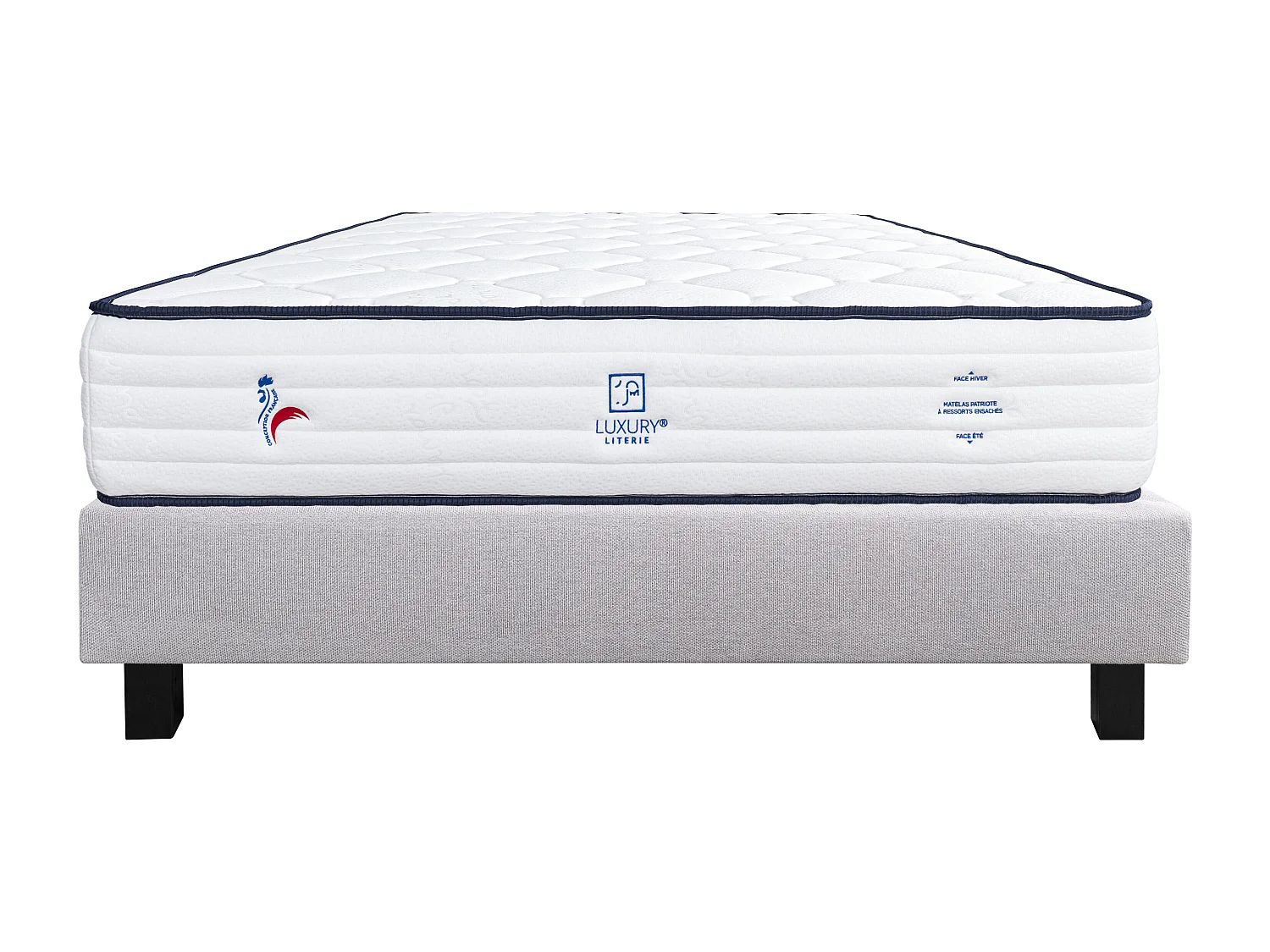 Ensemble Matelas 140x190 cm, Patriote, 27 cm + sommier gris
