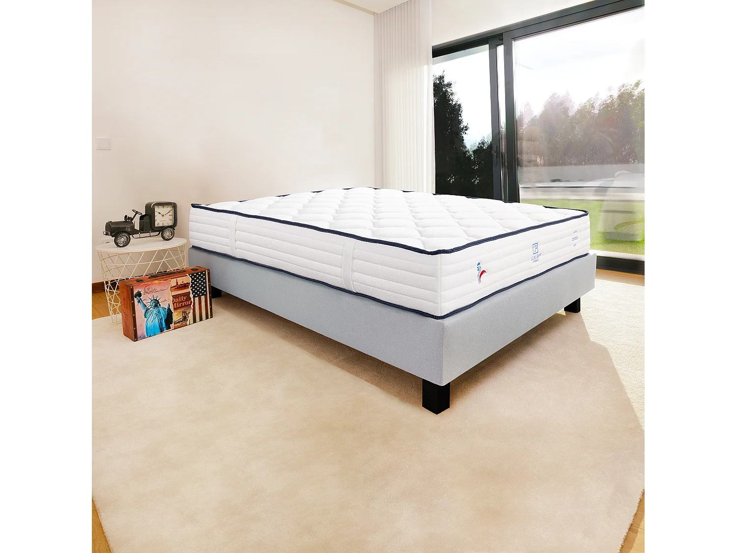 Ensemble Matelas 140x190 cm, Patriote, 27 cm + sommier gris
