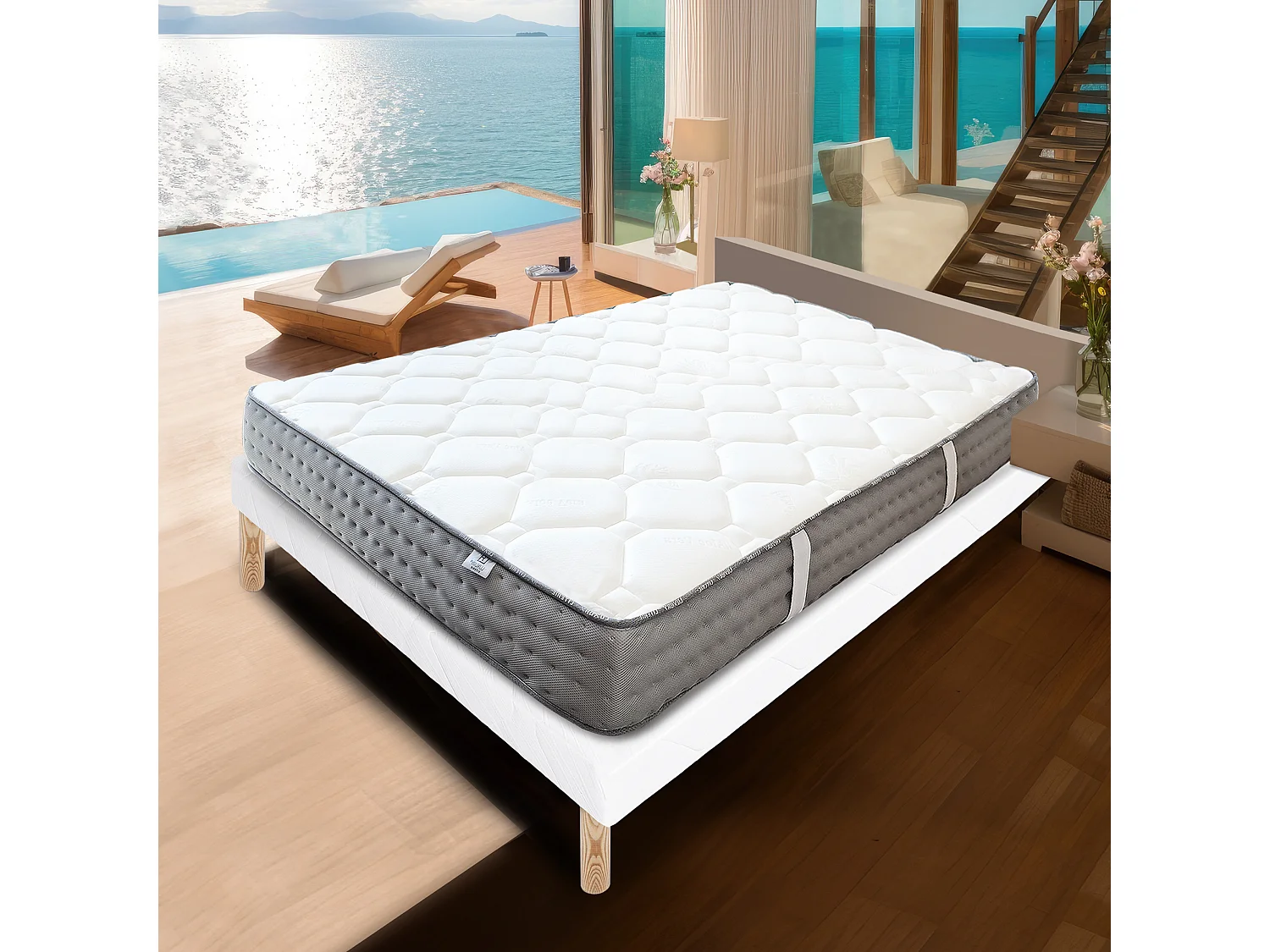 Ensemble Matelas 140x190 cm, Zen, 20 cm + sommier blanc