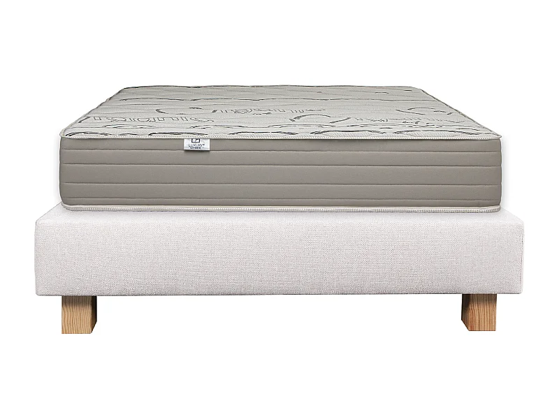 Ensemble Matelas 140x190 cm, Organic Cotton, 24 cm + sommier beige