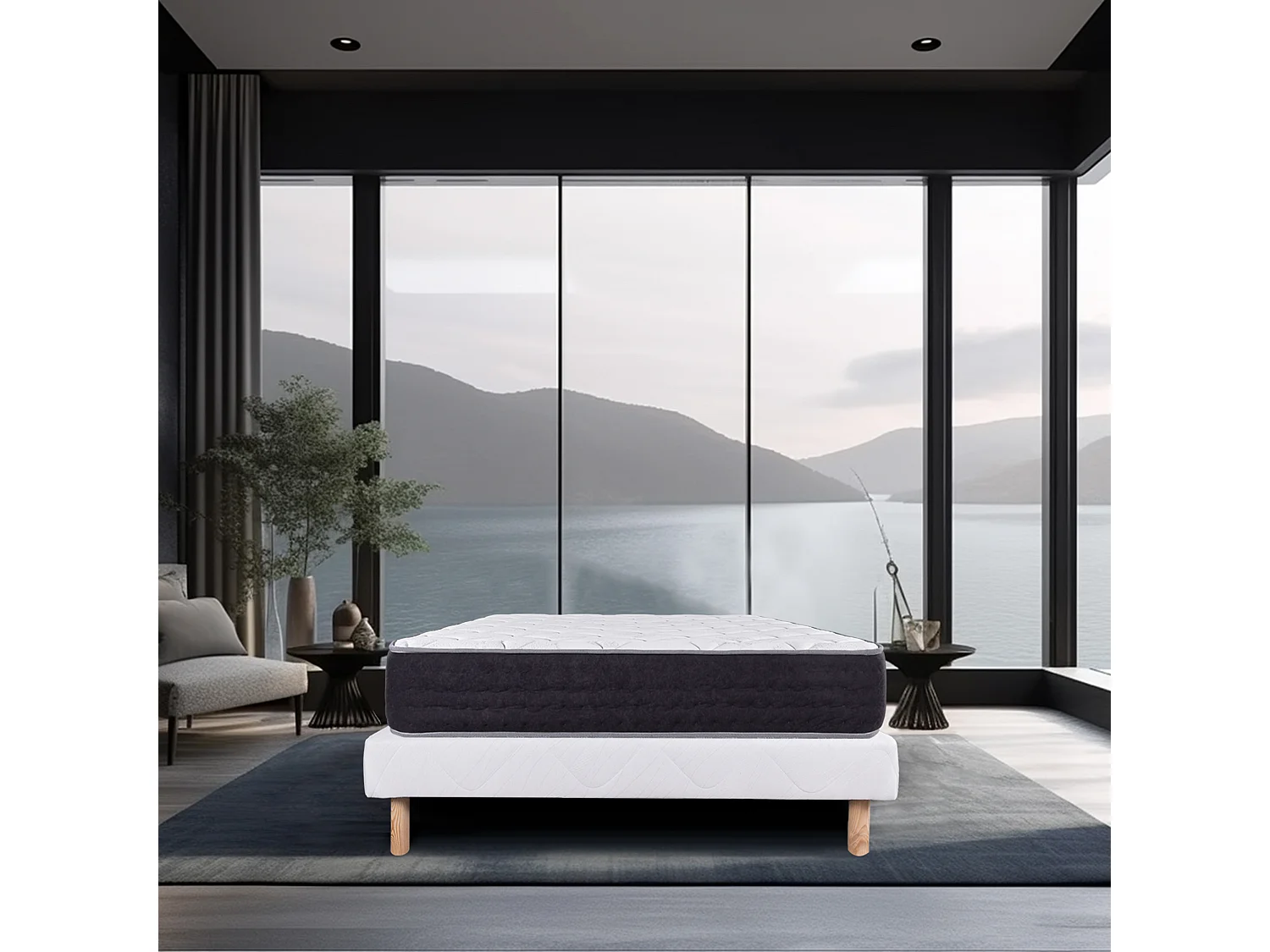 Ensemble Matelas 160x200 cm, Sérénité, 27 cm + sommier blanc