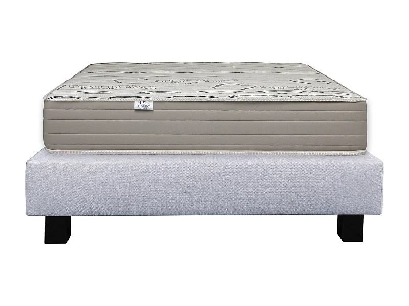 Ensemble Matelas 140x190 cm, Organic Cotton, 24 cm + sommier gris