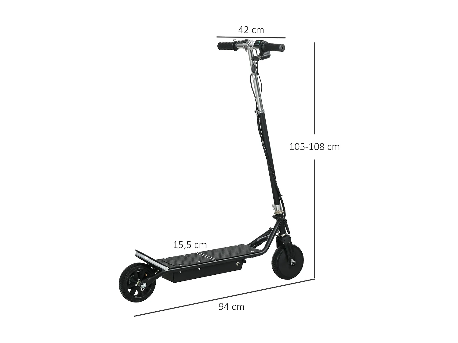 Trottinette électrique 150 W pliable réglable enfant 7-14 ans 14 Km/h max. autonomie 8 Km max. noir