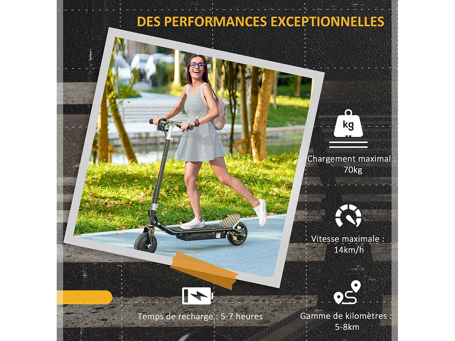 Trottinette électrique 150 W pliable réglable enfant 7-14 ans 14 Km/h max. autonomie 8 Km max. noir