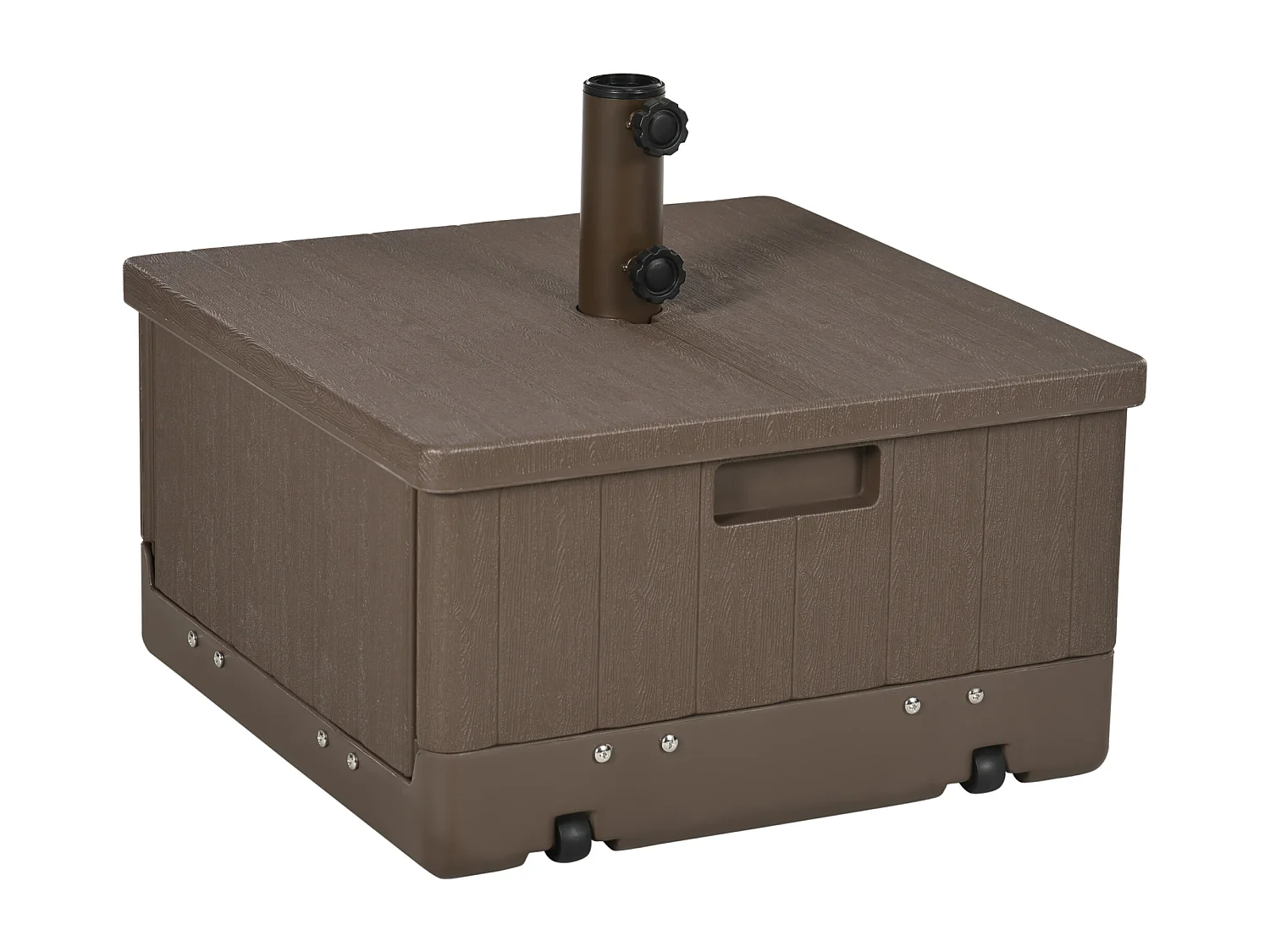 Pied de parasol table d'appoint jardinière 3 en 1 marron