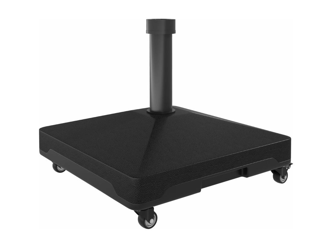 vente unique Pied de parasol carré avec 4 roulettes et poignée HDPE noir