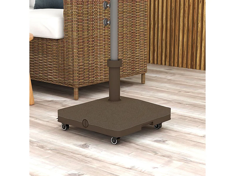 Pied de parasol base de lestage parasol carré HDPE surface granuleuse marron