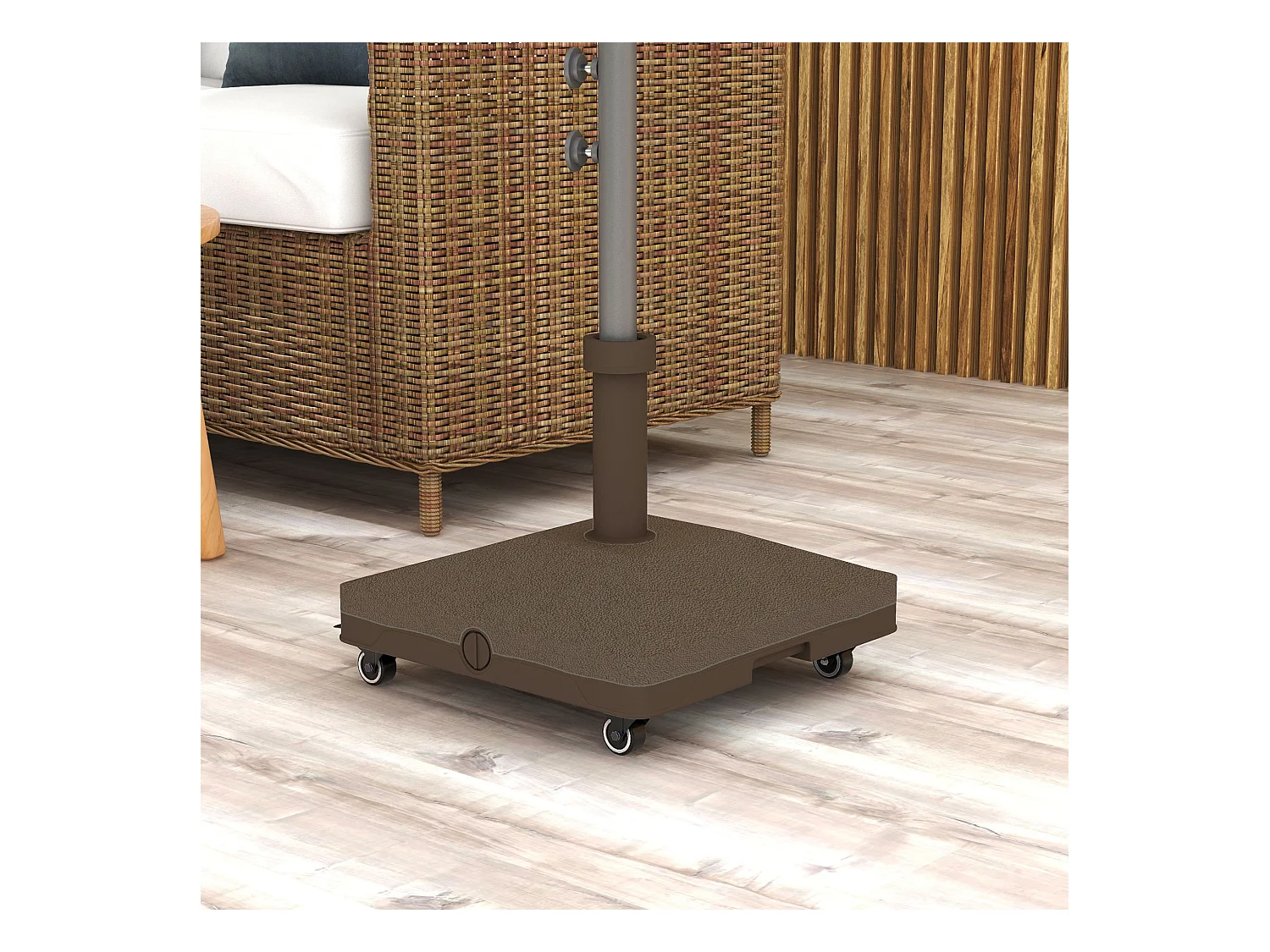 Pied de parasol base de lestage parasol carré HDPE surface granuleuse marron