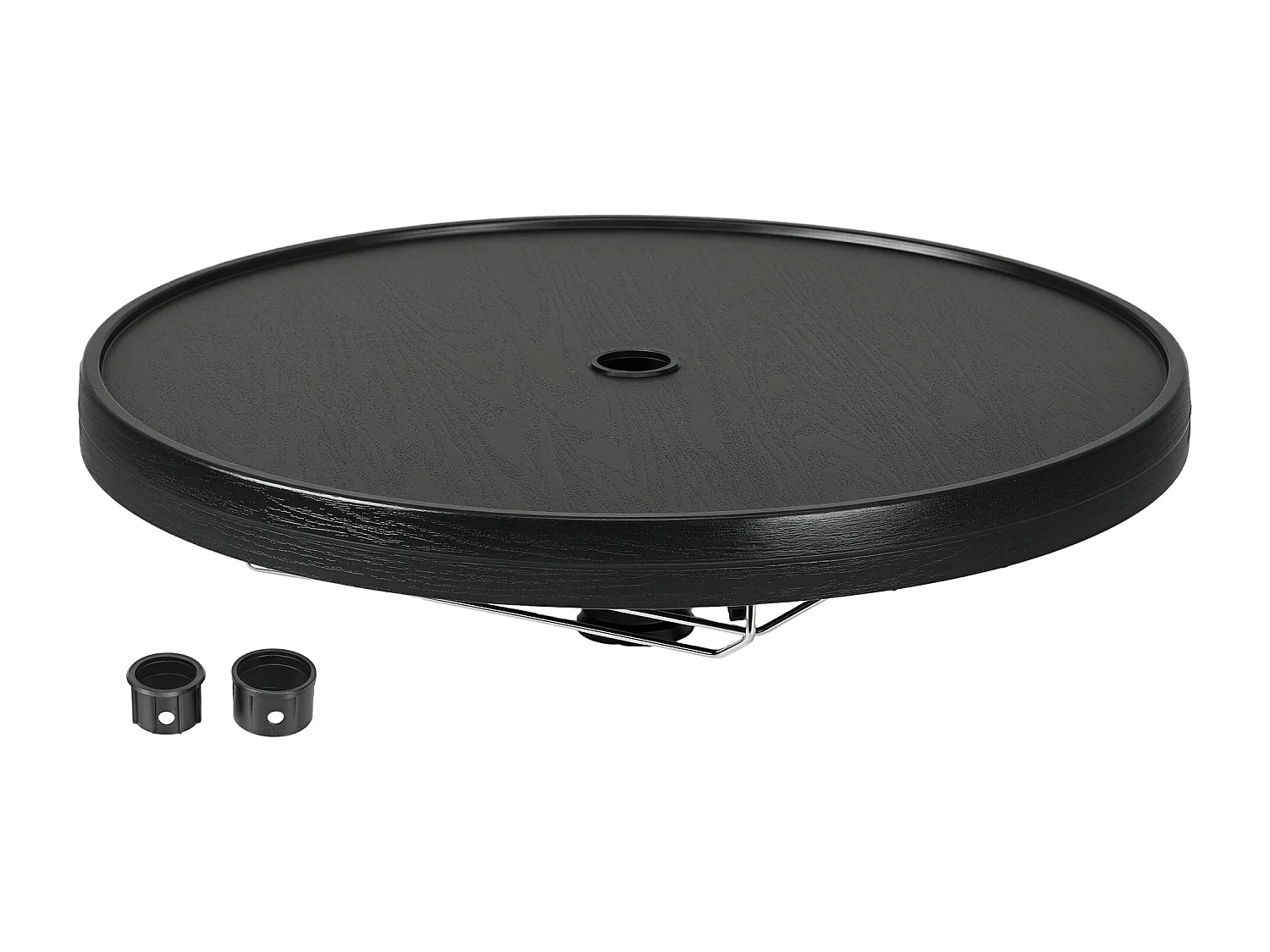 Table basse table de parasol Ø 60 cm compatible parasol mât 3,8 cm HDPE aspect bois noir