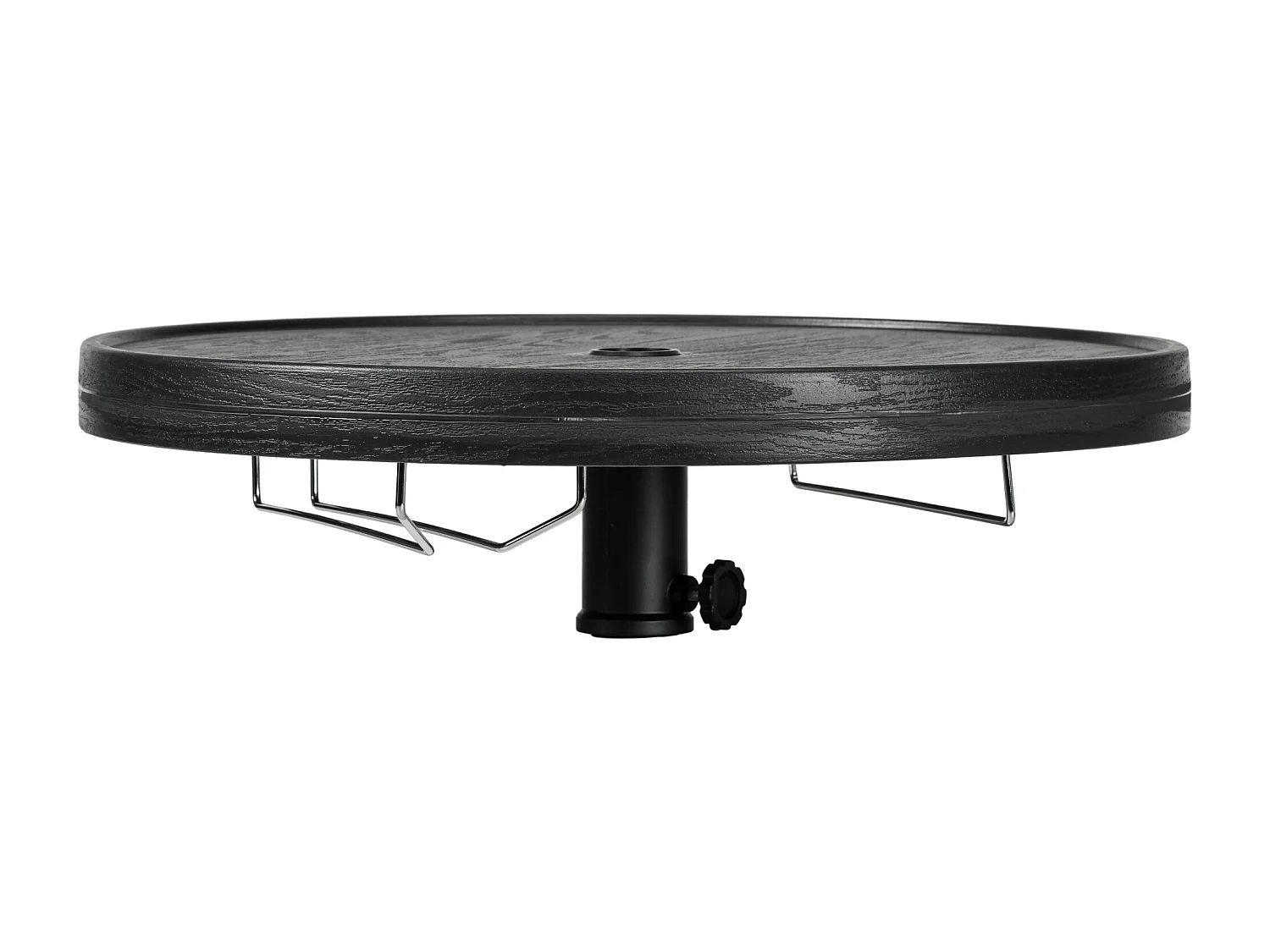 Table basse table de parasol Ø 60 cm compatible parasol mât 3,8 cm HDPE aspect bois noir