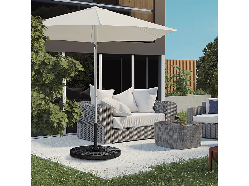 Pied de parasol base de parasol support de parasol en croix dim. 100L x 100l x 75H cm métal époxy noir