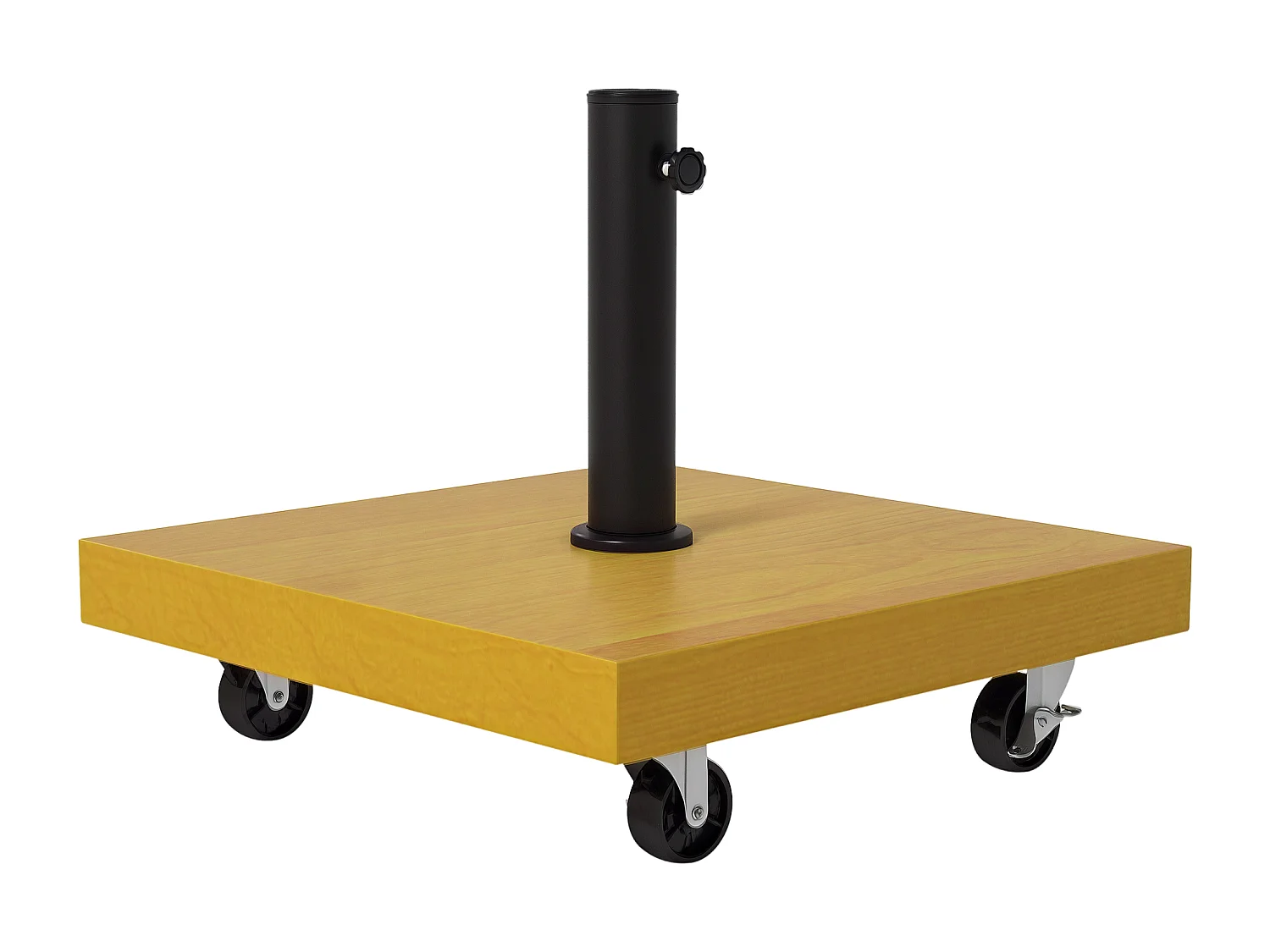 Pied de parasol carré - base de lestage poids net 25 Kg métal 4 roulettes