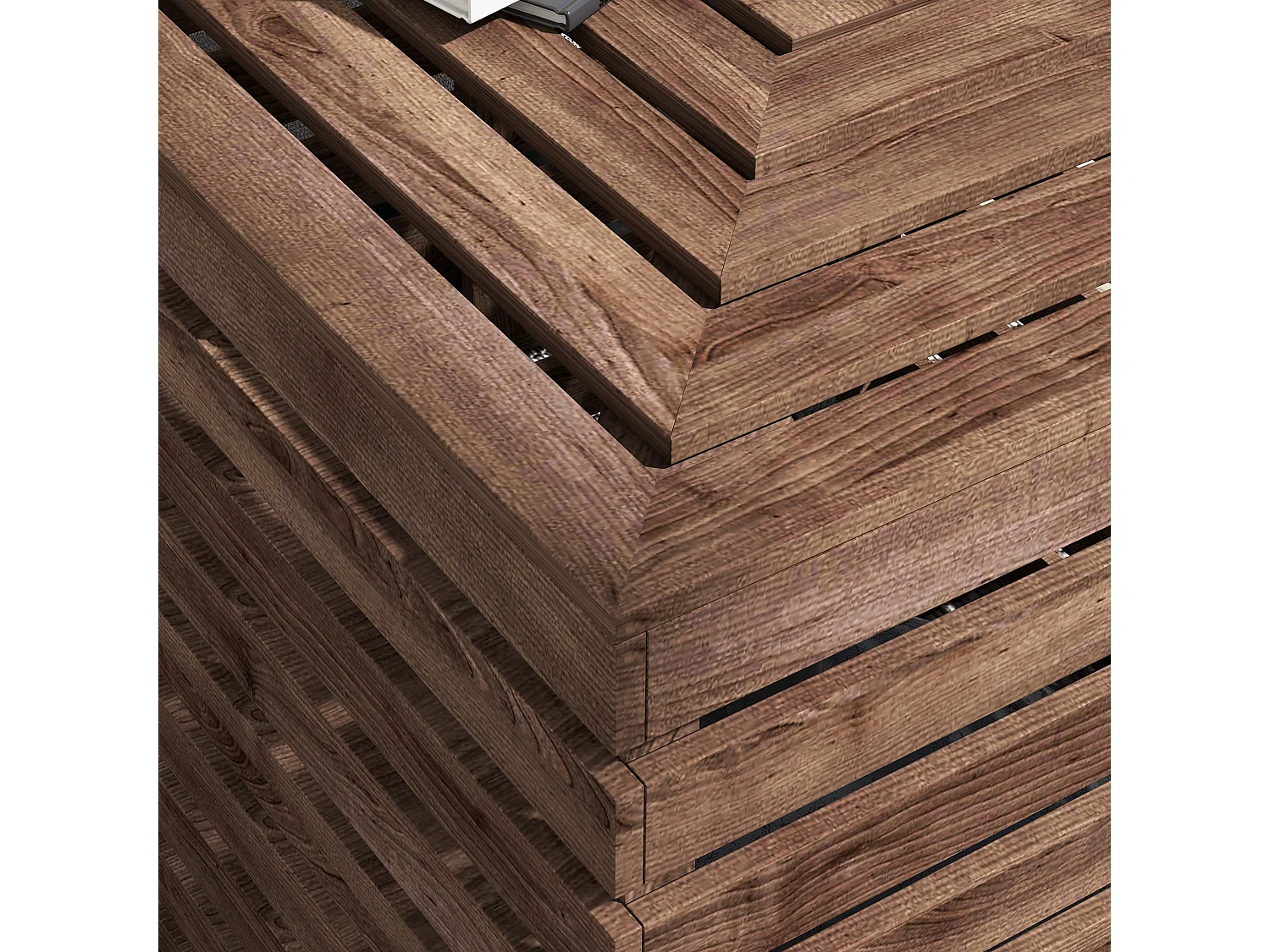 Pied de parasol coffre de rangement table basse 3 en 1 bois de sapin