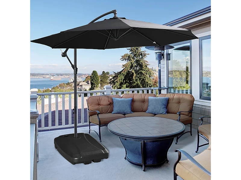 Pied de parasol déporté base de lestage parasol HDPE surface texturée noir