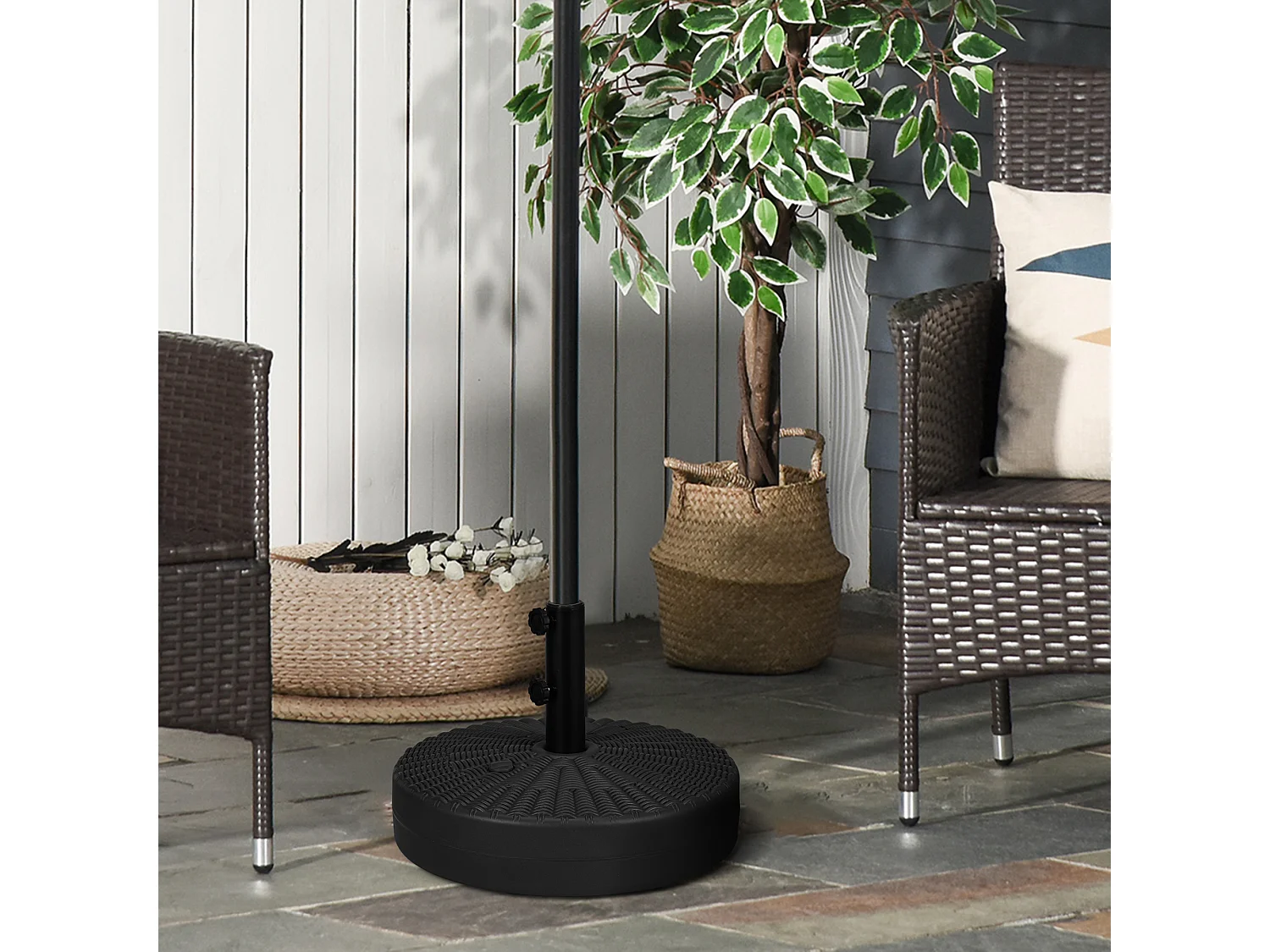 Pied de parasol rond base de lestage Ø 51 x 36 cm HDPE aspect résine noir