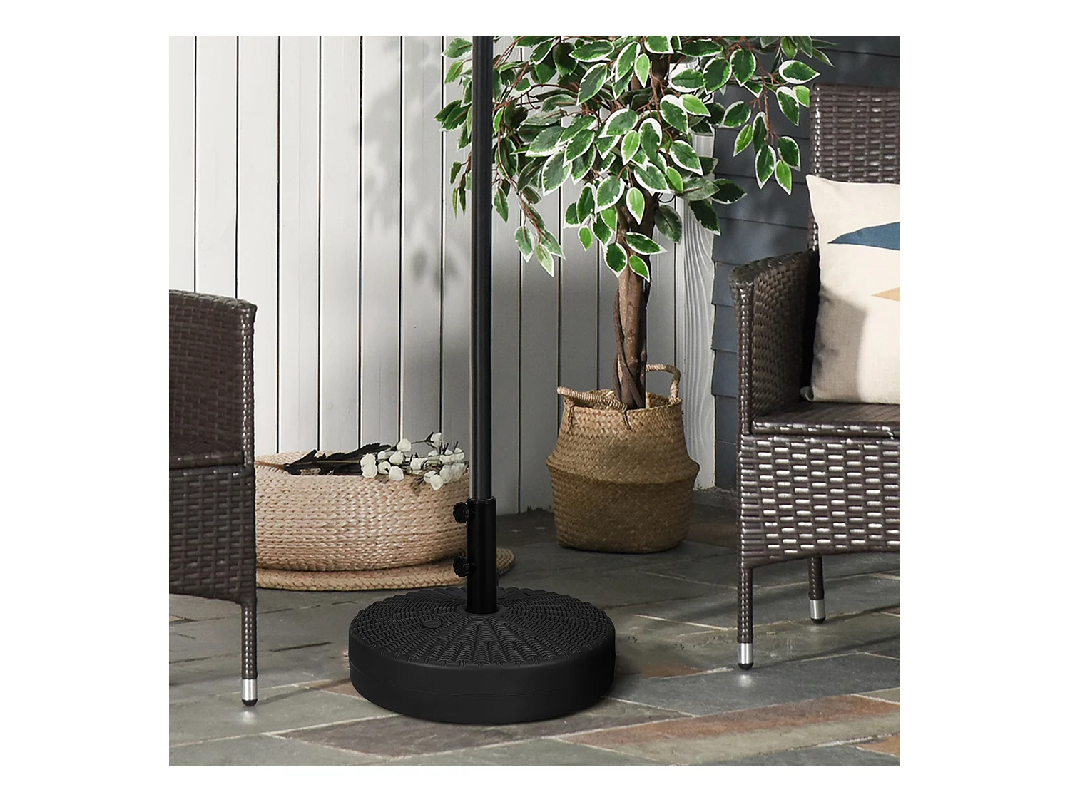 Pied de parasol rond base de lestage Ø 51 x 36 cm HDPE aspect résine noir